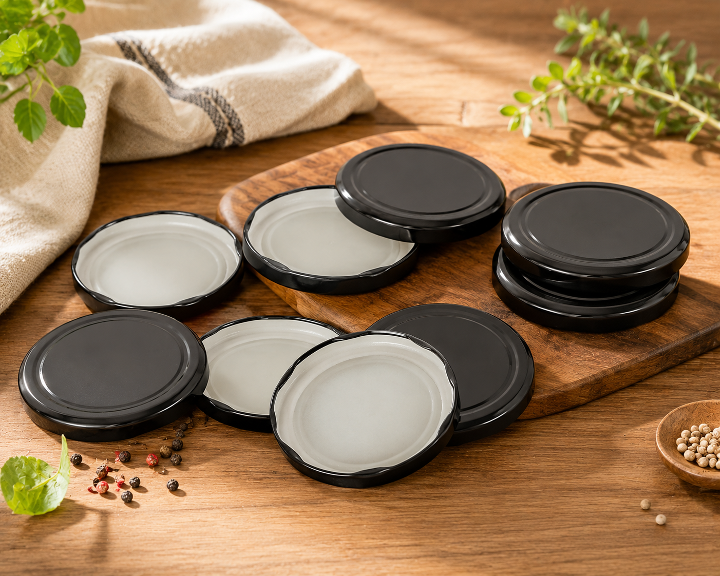 42 mm, Black Metal Lug Cap Lid for Glass jar and Milk Bottles, Rust Free, Airtight, Food Grade Caps