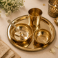 Brass Solid Dinner Thali Set - 5 Pieces, Gold