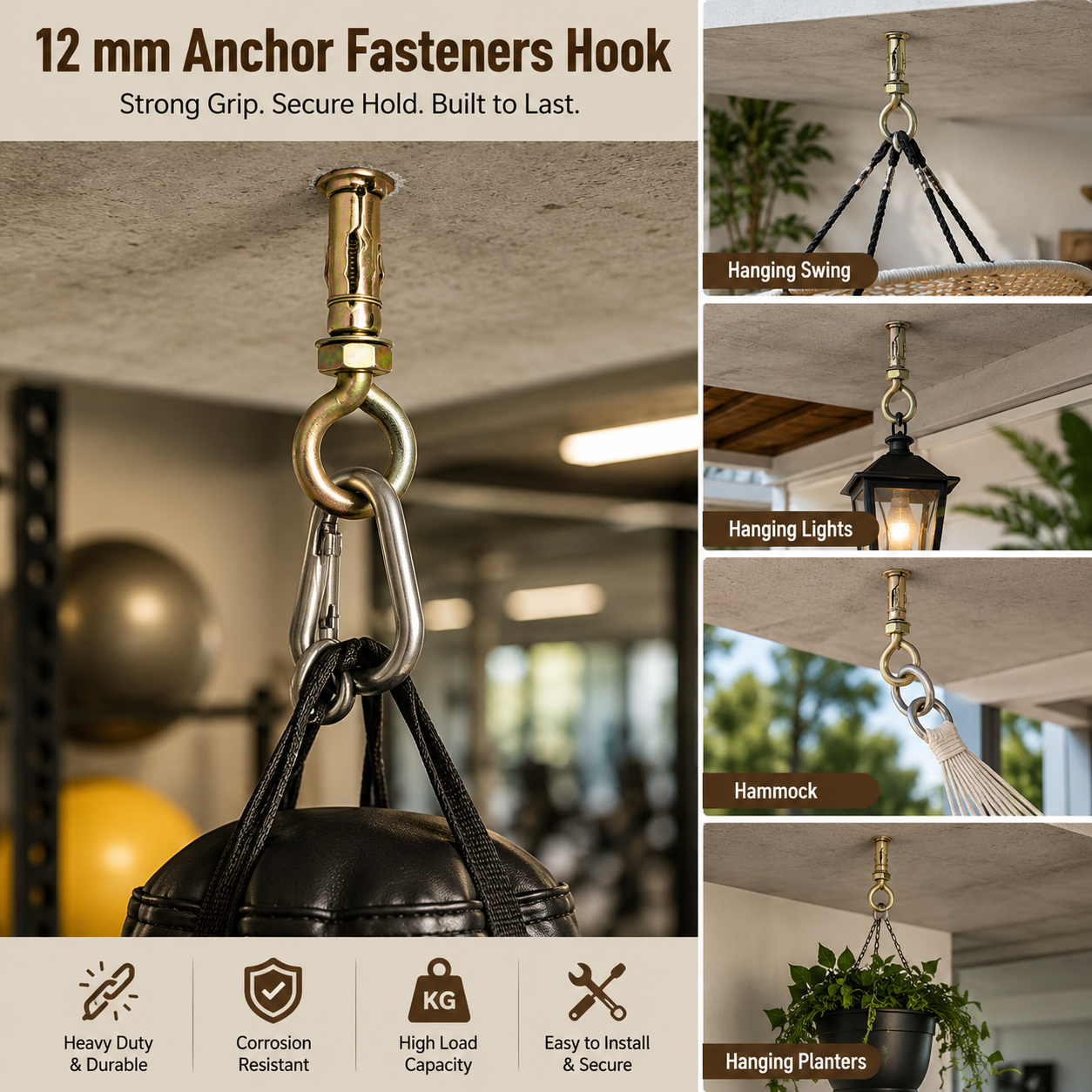 Swing Anchor Fasteners Hook, 12 mm