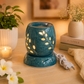 Pure Source India Ceramic Electric Aroma Diffuser Oil Burner/Oil Warmer Round Shape with Bulb (Green Small)