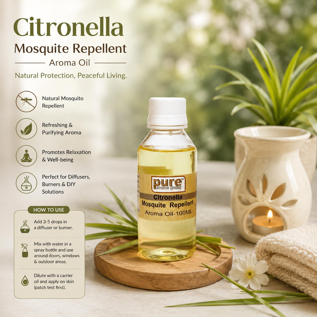Pure Source India 100 ML Aroma Oil for Home, Office, Hotel & Restaurant Use(100ml)