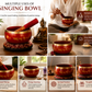 Pure Source India 5 Inch Brass Singing Bowl with Striker | Tibetan Buddhist Meditation Bowl | OM Bowl & Prayer Bell for Meditation, Pooja, Yoga & Music Therapy – Red