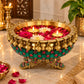 Pure Source India Premium Brass Urli Bowl for Home Décor, Indian Decorative Bowl with Embellished Design | Floating Flower & Candle Centerpiece for Diwali, Pooja, Weddings & Festive Décor