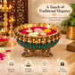 Pure Source India Premium Brass Urli Bowl for Home Décor, Indian Decorative Bowl with Embellished Design | Floating Flower & Candle Centerpiece for Diwali, Pooja, Weddings & Festive Décor