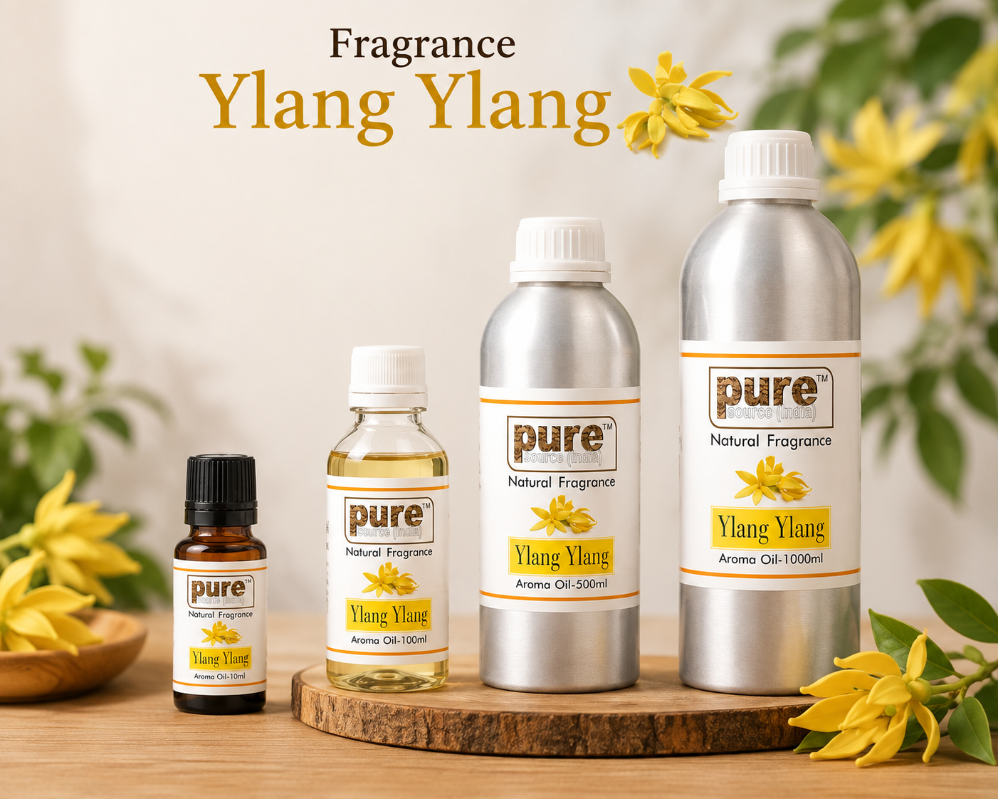 Pure Source India Ylang Ylang Aroma Oil | Premium Fragrance Oil for Diffuser, Aromatherapy, Meditation, Candles, Soap Making, Humidifier & Home Air Freshener