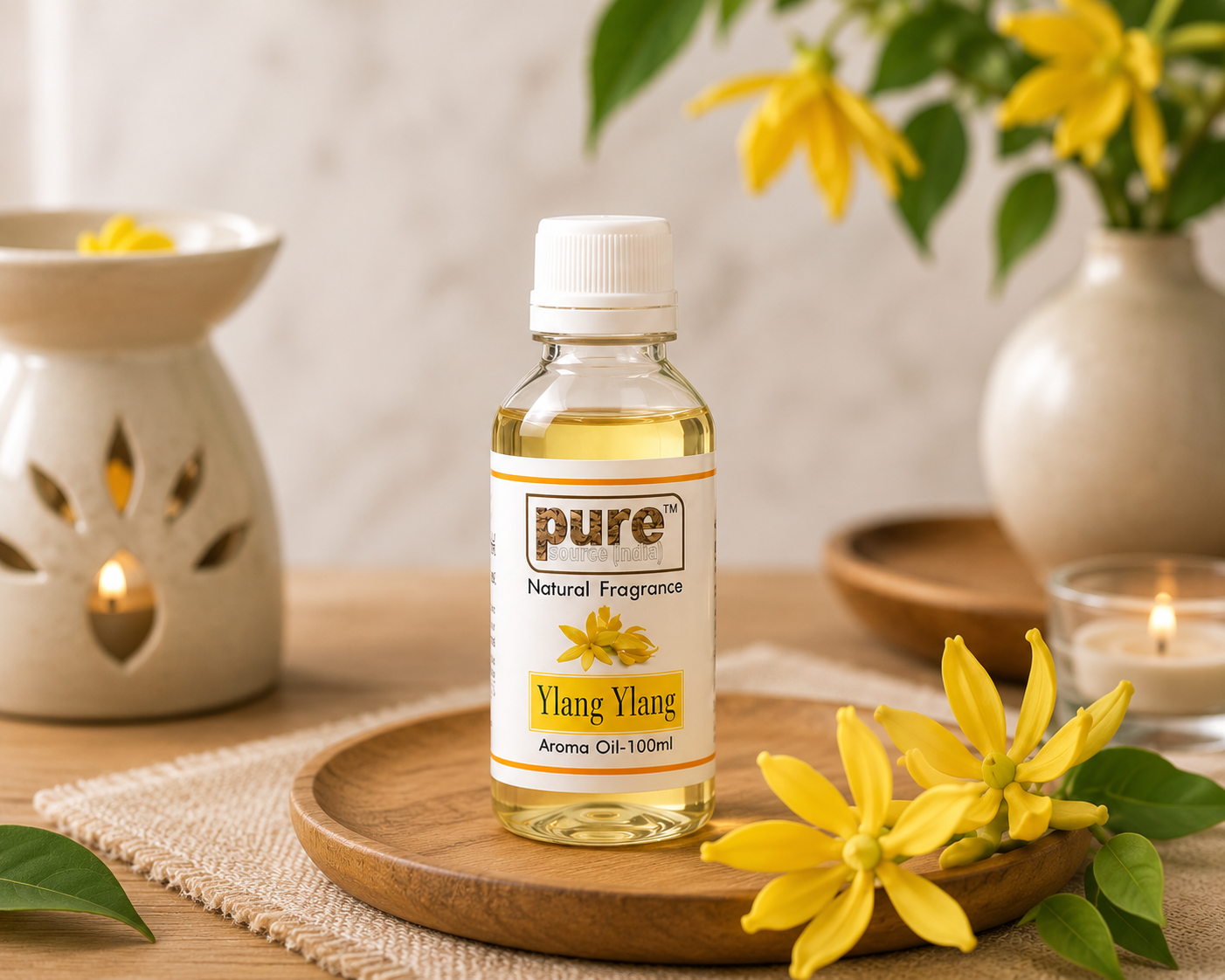 Pure Source India Ylang Ylang Aroma Oil | Premium Fragrance Oil for Diffuser, Aromatherapy, Meditation, Candles, Soap Making, Humidifier & Home Air Freshener