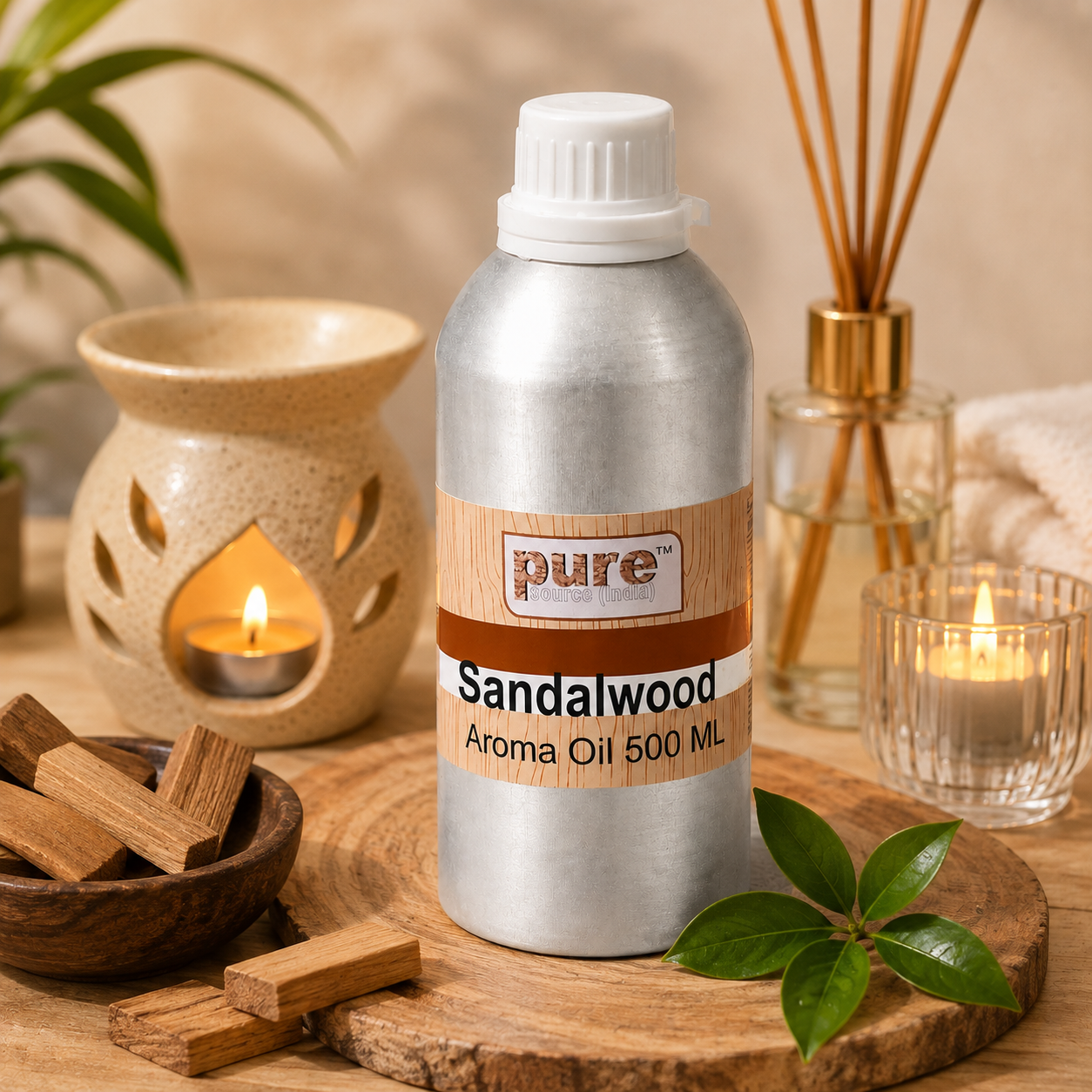 Pure Source India Sandalwood Aroma Oil | Premium Fragrance Oil for Diffuser, Aromatherapy, Meditation, Candles, Soap Making, Humidifier & Home Air Freshener