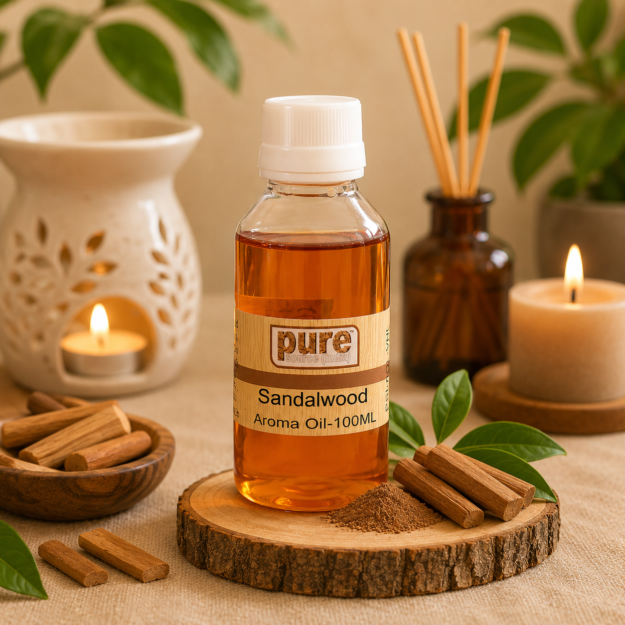 Pure Source India Sandalwood Aroma Oil | Premium Fragrance Oil for Diffuser, Aromatherapy, Meditation, Candles, Soap Making, Humidifier & Home Air Freshener