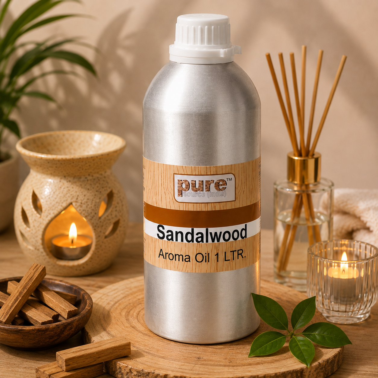 Pure Source India Sandalwood Aroma Oil | Premium Fragrance Oil for Diffuser, Aromatherapy, Meditation, Candles, Soap Making, Humidifier & Home Air Freshener