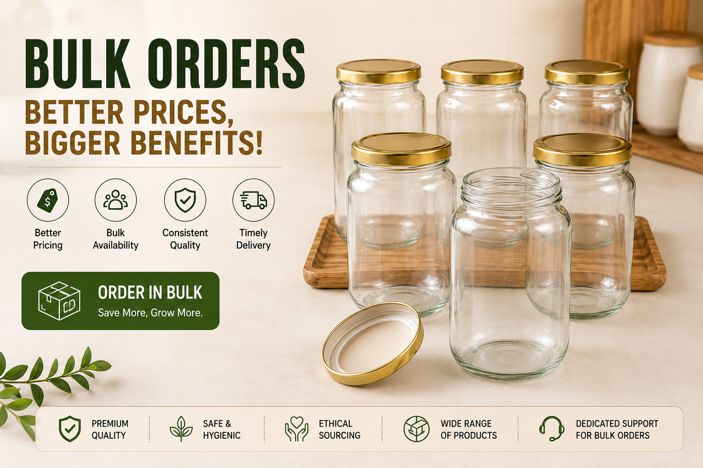 Pure Source India 500g Round Glass Jar with Gold Lug Cap | Airtight Food Storage Container | Glass Jar for Honey, Jam, Pickles, Spices, Sauces & Preserves | Bulk & Wholesale Packaging