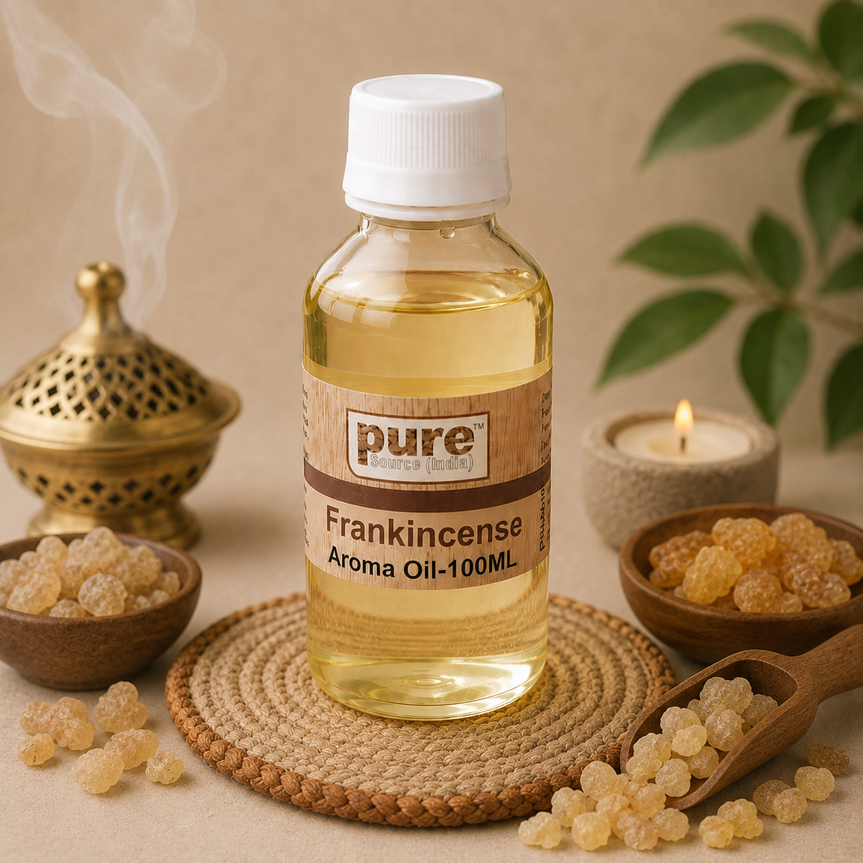 Pure Source India FRANKINCENSE Aroma Oil | Premium Fragrance Oil for Diffuser, Aromatherapy, Meditation, Candles, Soap Making, Humidifier & Home Air Freshener