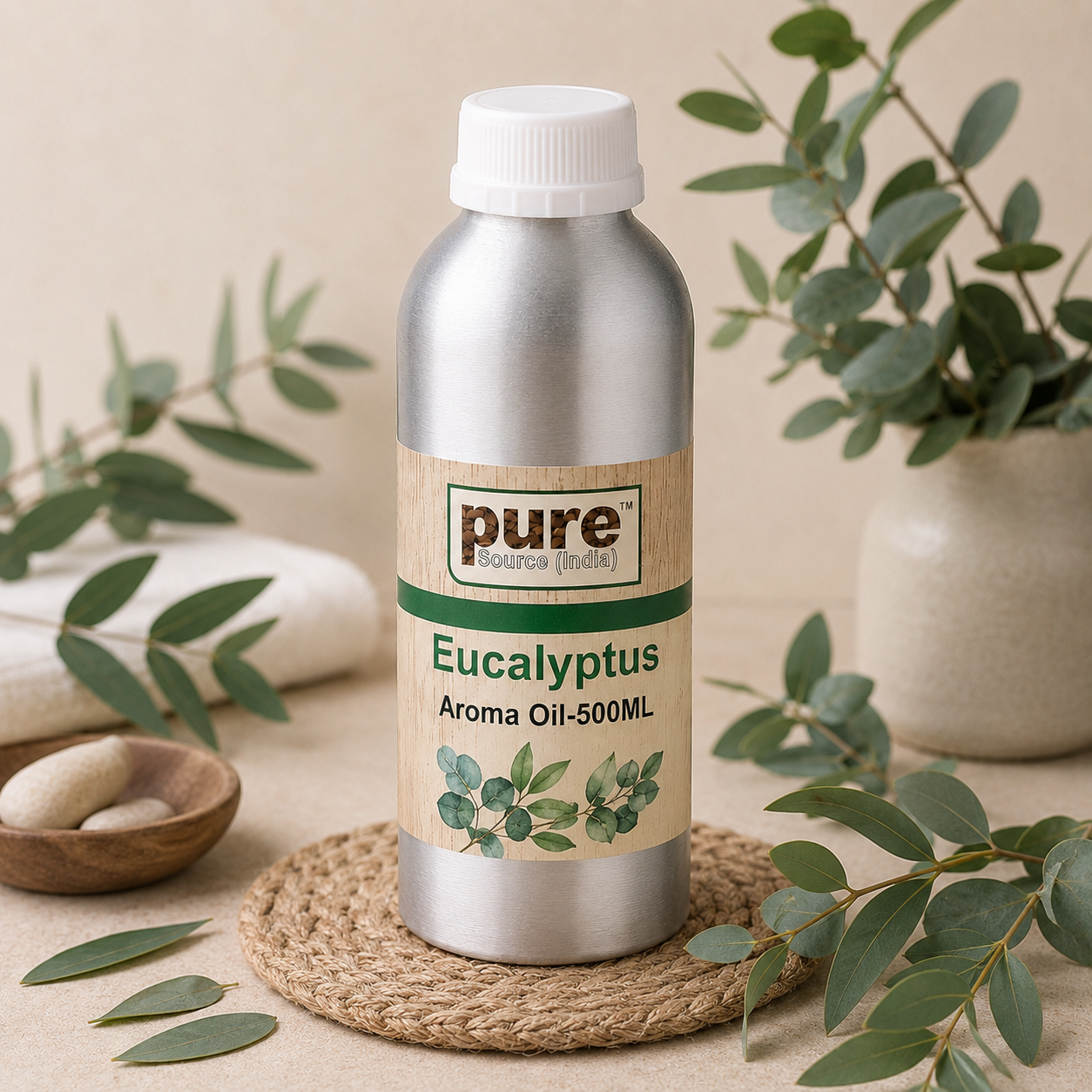 Pure Source India Eucalyptus Aroma Oil | Premium Fragrance Oil for Diffuser, Aromatherapy, Meditation, Candles, Soap Making, Humidifier & Home Air Freshener