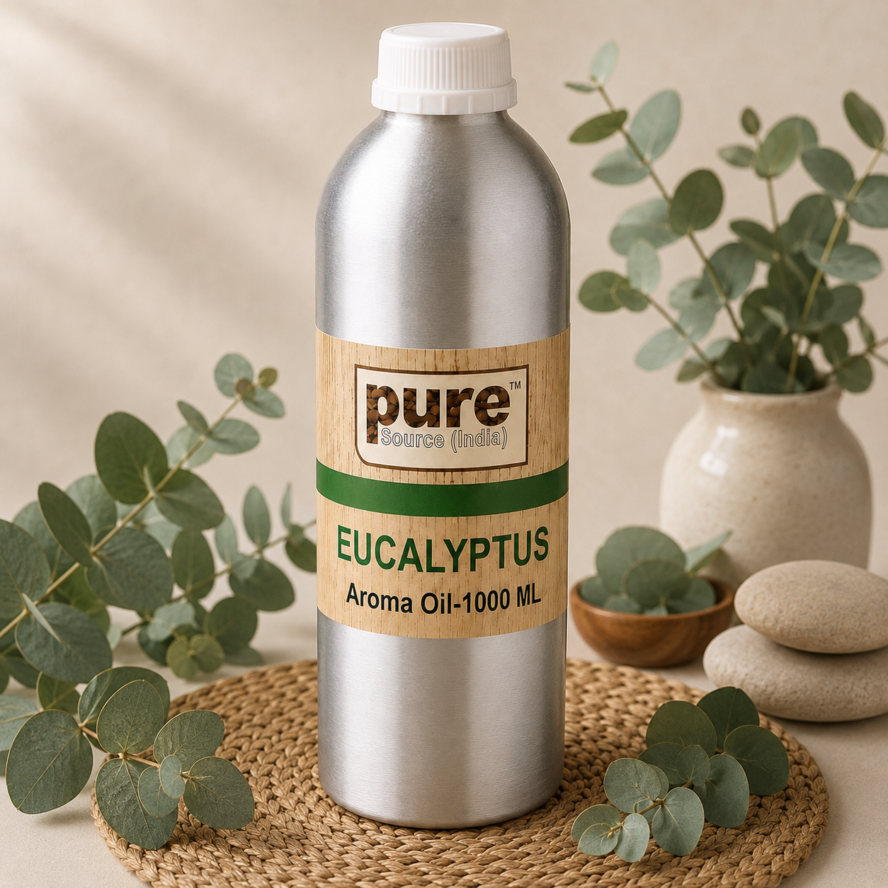 Pure Source India Eucalyptus Aroma Oil | Premium Fragrance Oil for Diffuser, Aromatherapy, Meditation, Candles, Soap Making, Humidifier & Home Air Freshener