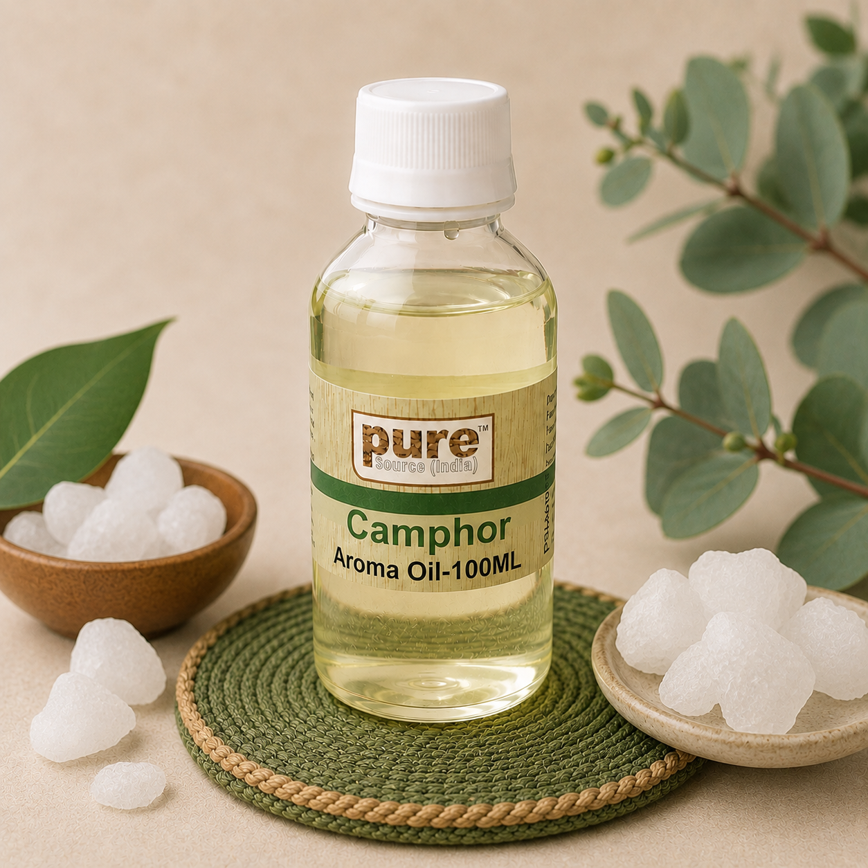 Pure Source India Camphor Aroma Oil | Premium Fragrance Oil for Diffuser, Aromatherapy, Meditation, Candles, Soap Making, Humidifier & Home Air Freshener