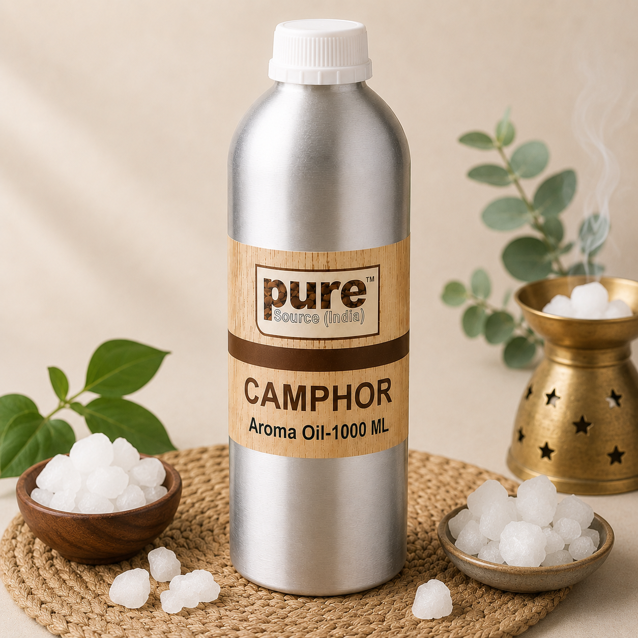 Pure Source India Camphor Aroma Oil | Premium Fragrance Oil for Diffuser, Aromatherapy, Meditation, Candles, Soap Making, Humidifier & Home Air Freshener