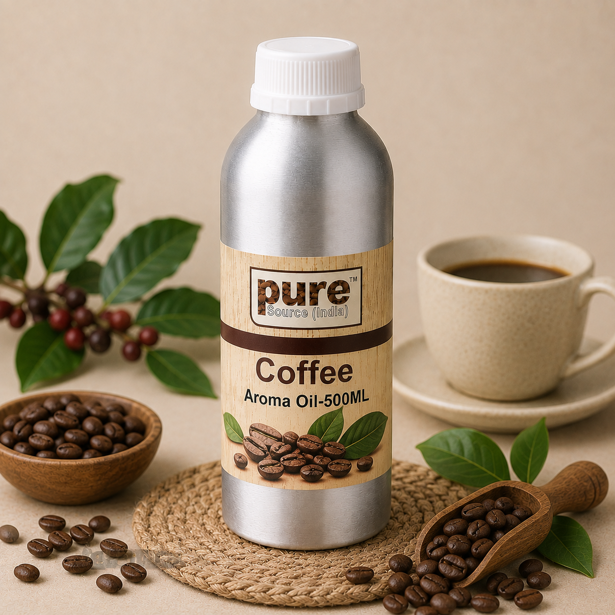 Pure Source India COFFEE Aroma Oil | Premium Fragrance Oil for Diffuser, Aromatherapy, Meditation, Candles, Soap Making, Humidifier & Home Air Freshener