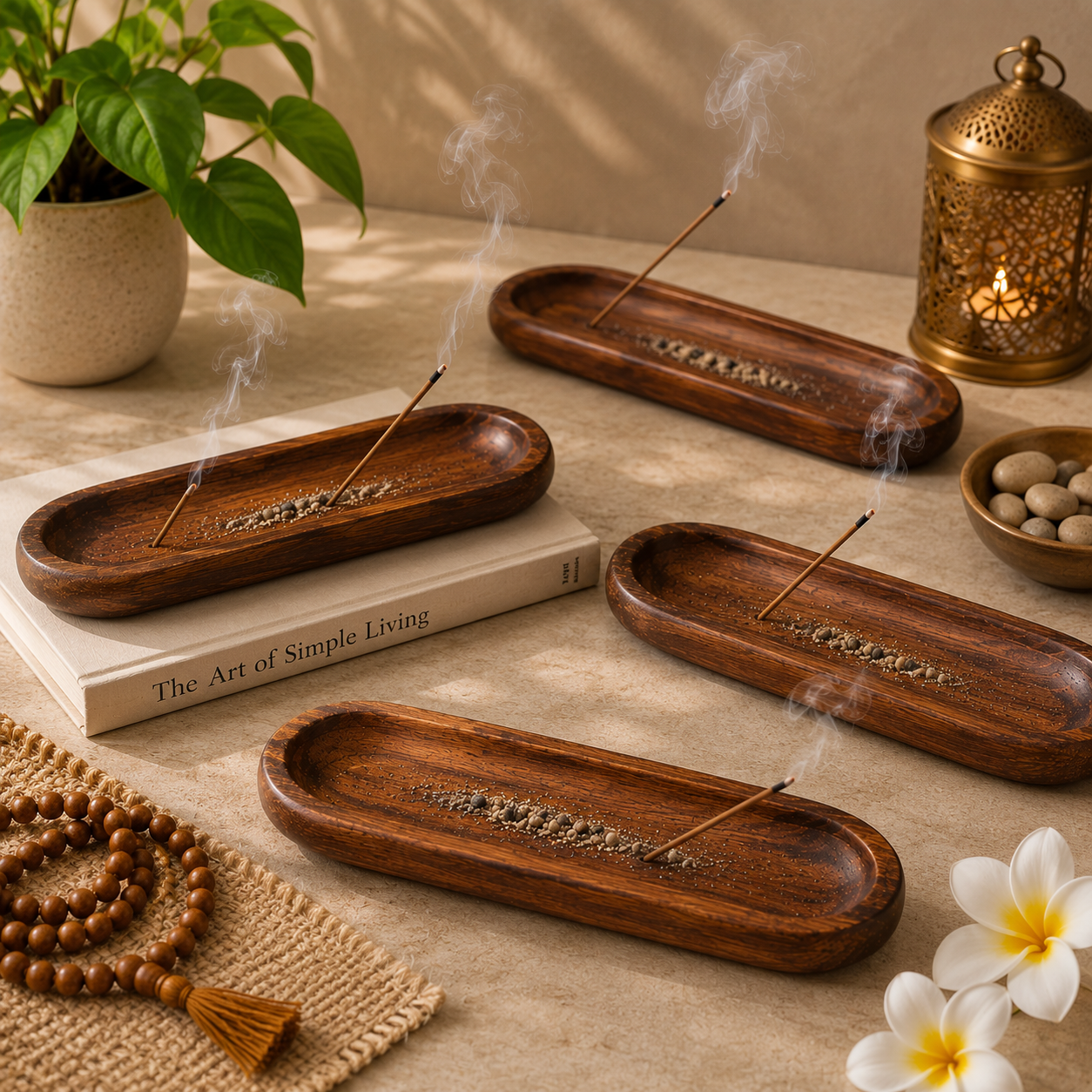 Natural Wood Incense Holder and Ash Catcher