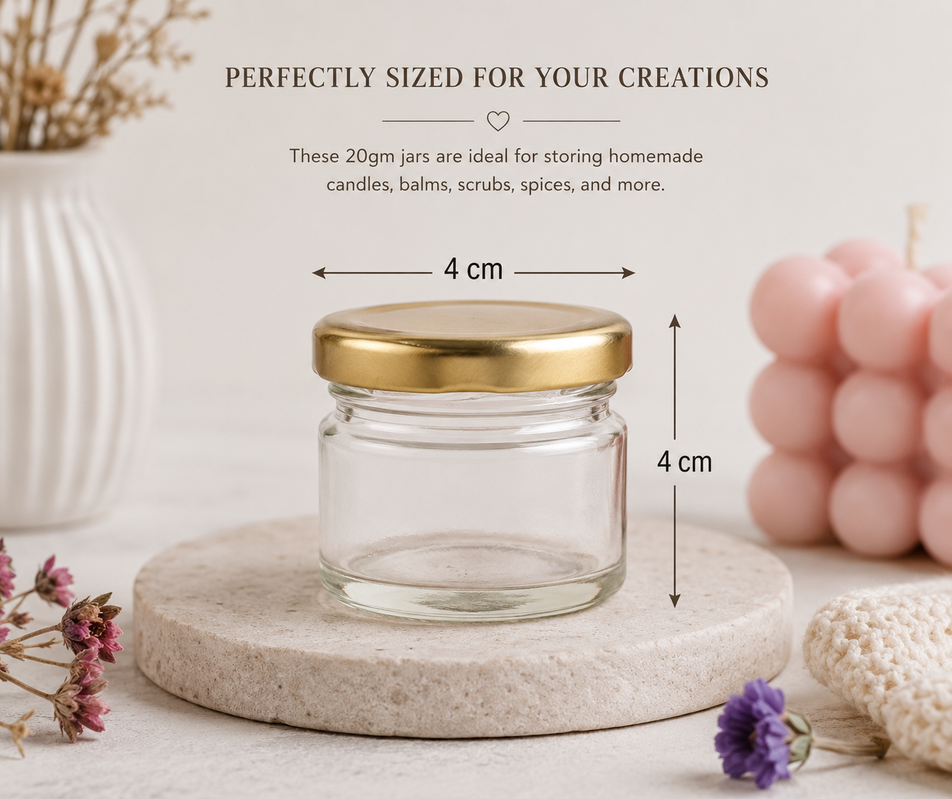 Pure Source India Round Mini Glass Jar with Airtight Cap - 20 Gram