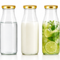 Pure Source India 300 ML Clear Glass Milk, Water and Juice Bottle With Airtight & Leak Proof Cap