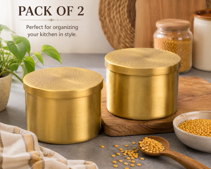 Pure Source India Brass Masala Storage Container for Dry Fruits, Candy, or as a Serving Bowl Decorative, Rustproof & Durable Container (GOLD 1100ML)