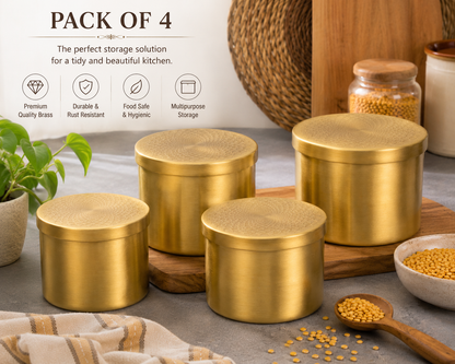 Pure Source India Brass Masala Storage Container for Dry Fruits, Candy, or as a Serving Bowl Decorative, Rustproof & Durable Container (GOLD 1100ML)
