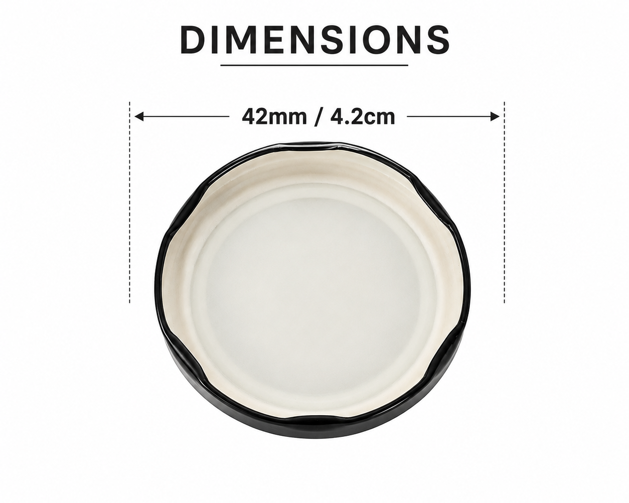 42 mm, Black Metal Lug Cap Lid for Glass jar and Milk Bottles, Rust Free, Airtight, Food Grade Caps