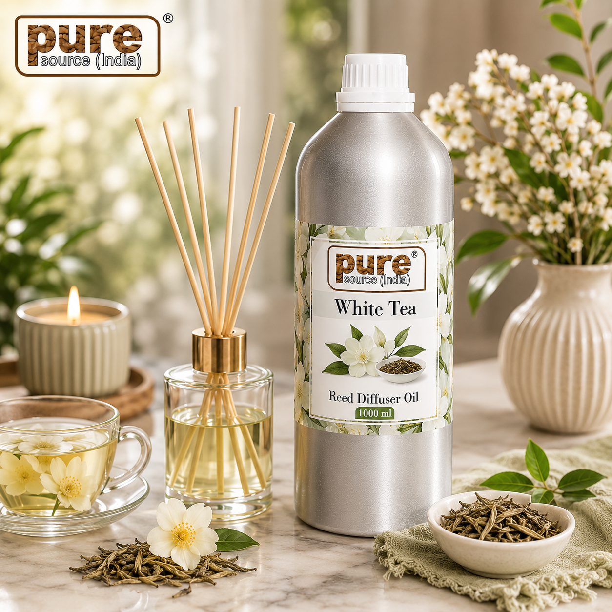 Pure Source (India) 1 Liter Reed Diffuser Oil for Home, Bedroom, Living Room & Office, Liquid