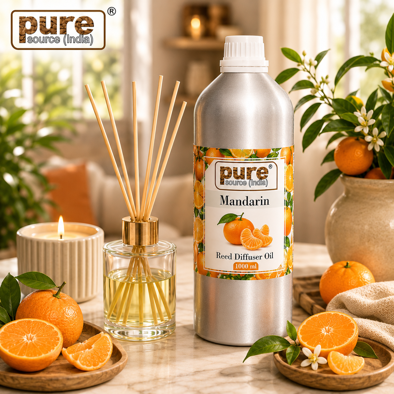 Pure Source (India) 1 Liter Reed Diffuser Oil for Home, Bedroom, Living Room & Office, Liquid