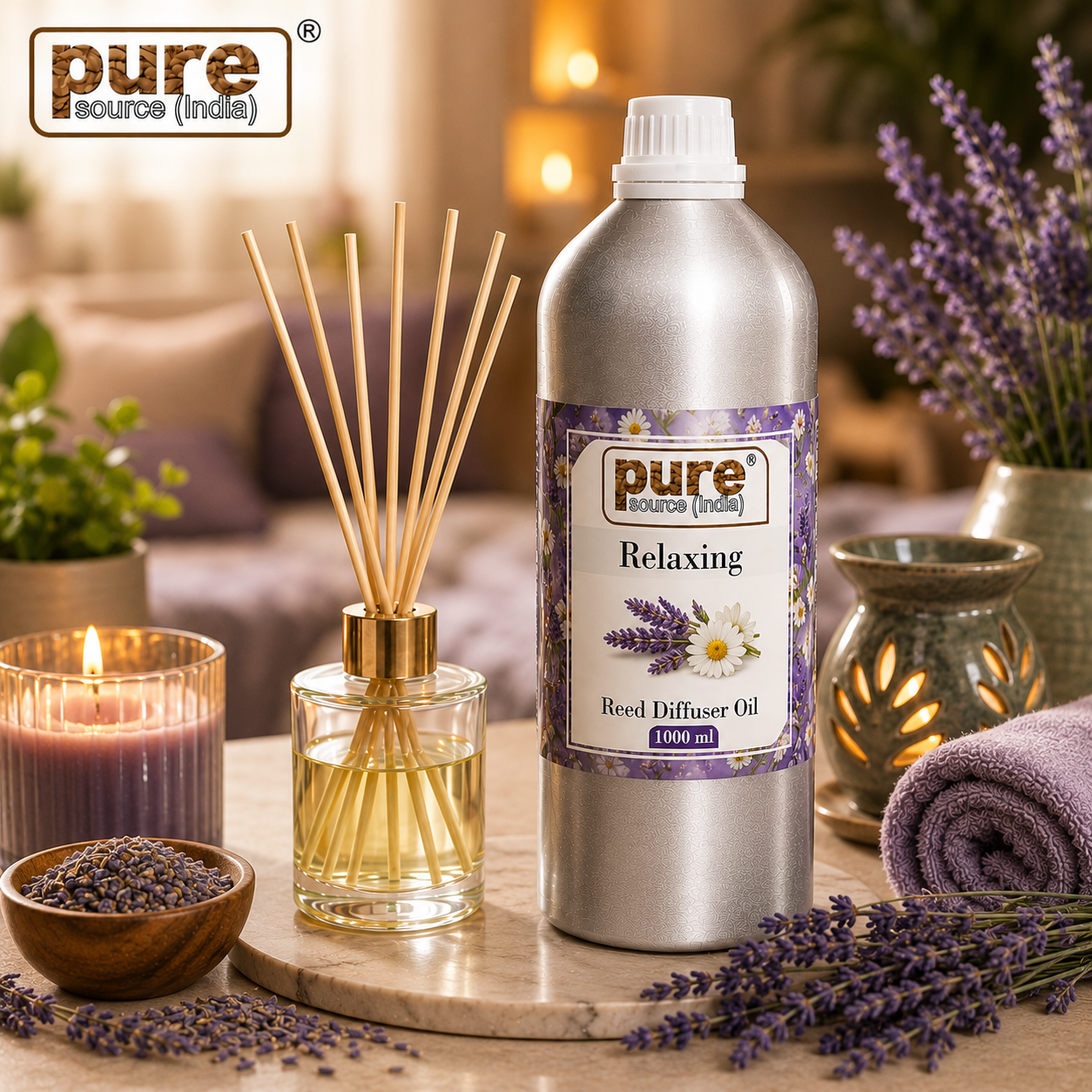 Pure Source (India) 1 Liter Reed Diffuser Oil for Home, Bedroom, Living Room & Office, Liquid
