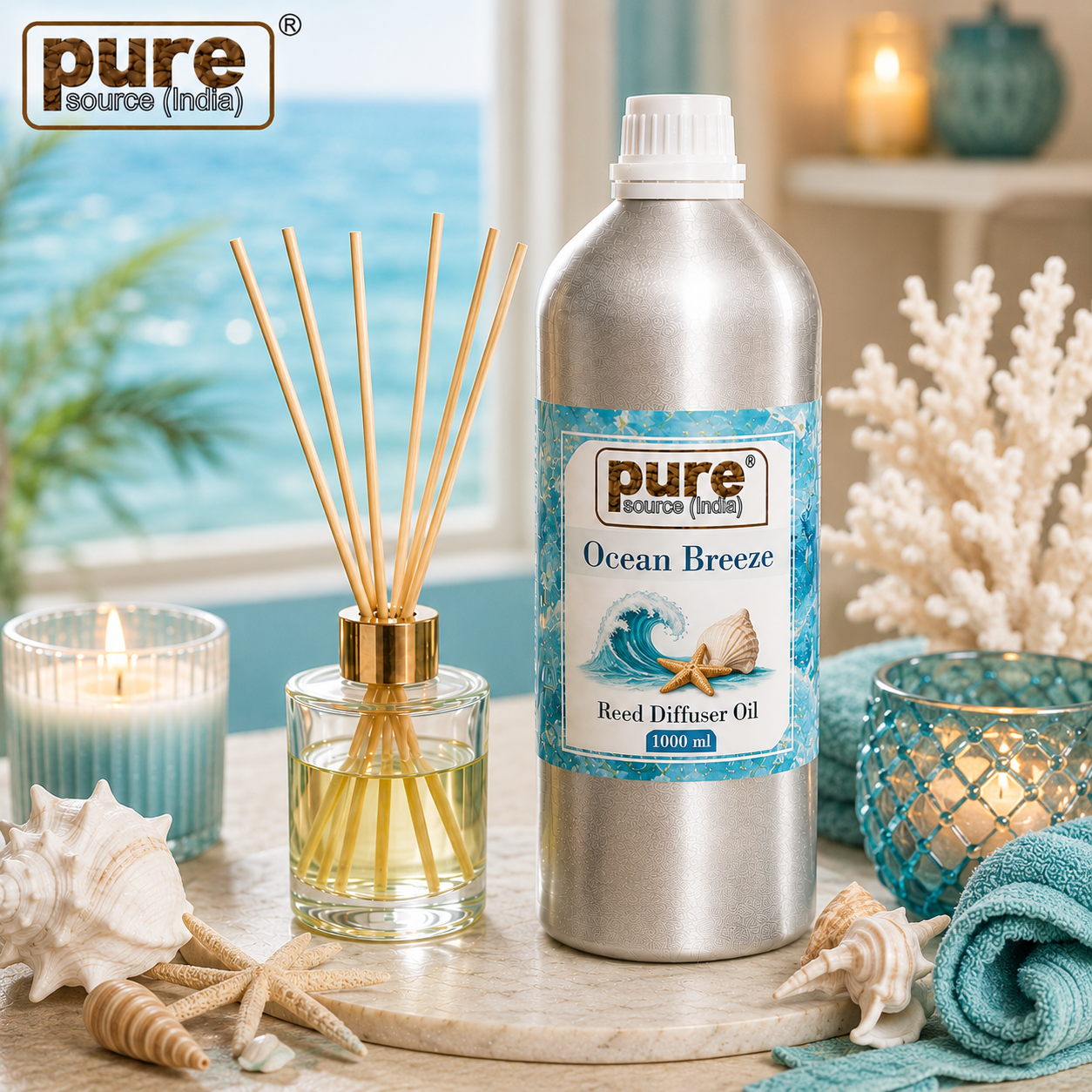 Pure Source (India) 1 Liter Reed Diffuser Oil for Home, Bedroom, Living Room & Office, Liquid