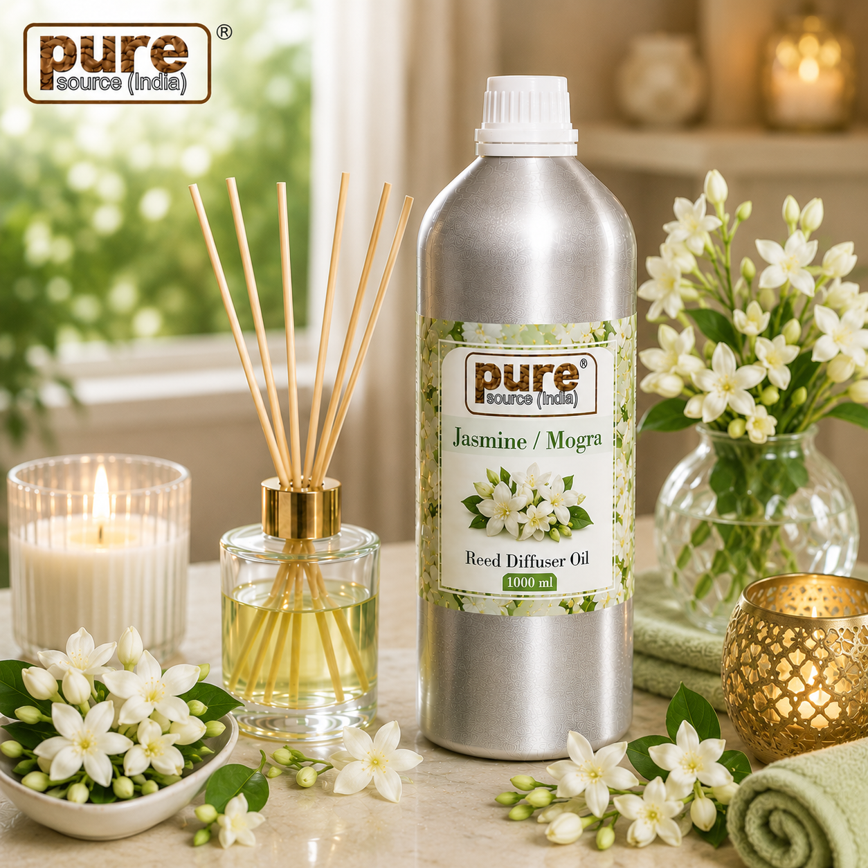 Pure Source (India) 1 Liter Reed Diffuser Oil for Home, Bedroom, Living Room & Office, Liquid