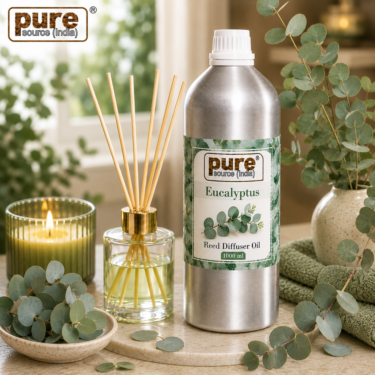 Pure Source (India) 1 Liter Reed Diffuser Oil for Home, Bedroom, Living Room & Office, Liquid
