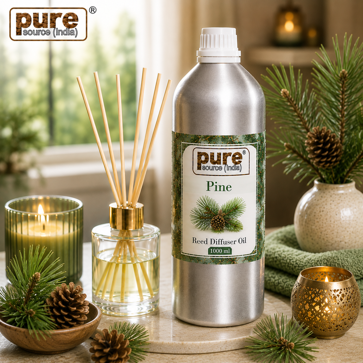 Pure Source (India) 1 Liter Reed Diffuser Oil for Home, Bedroom, Living Room & Office, Liquid