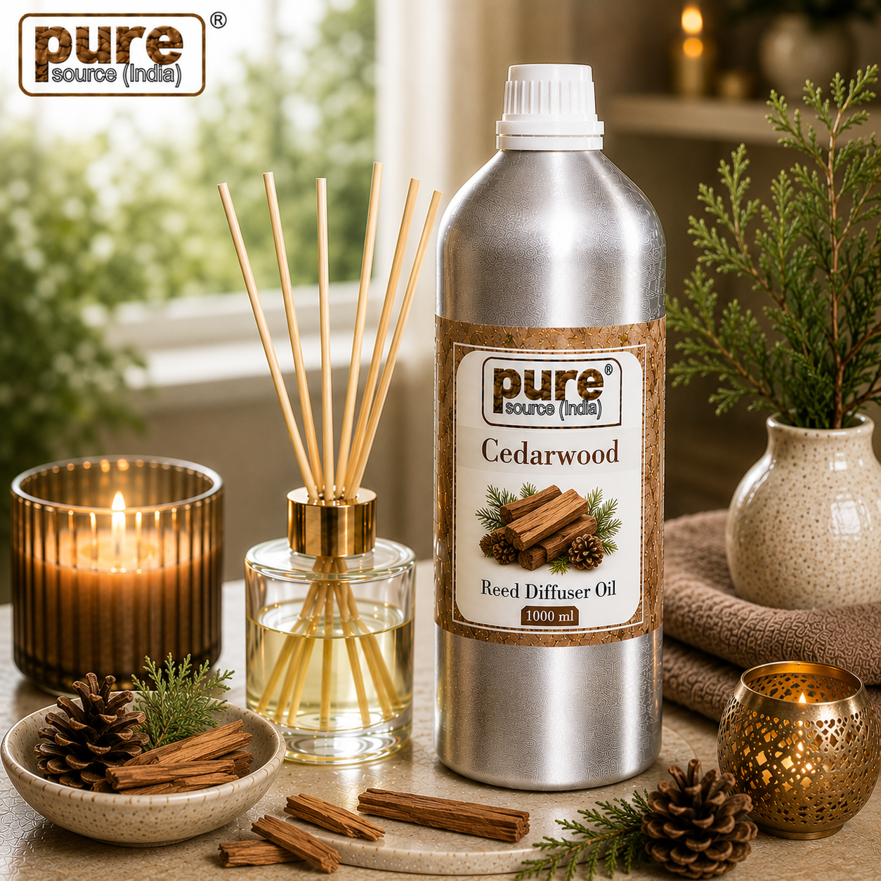 Pure Source (India) 1 Liter Reed Diffuser Oil for Home, Bedroom, Living Room & Office, Liquid