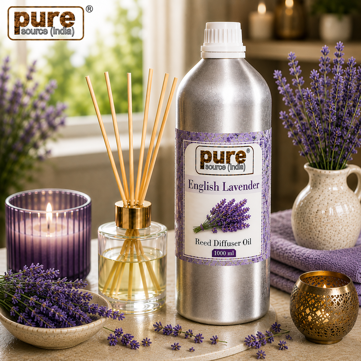 Pure Source (India) 1 Liter Reed Diffuser Oil for Home, Bedroom, Living Room & Office, Liquid
