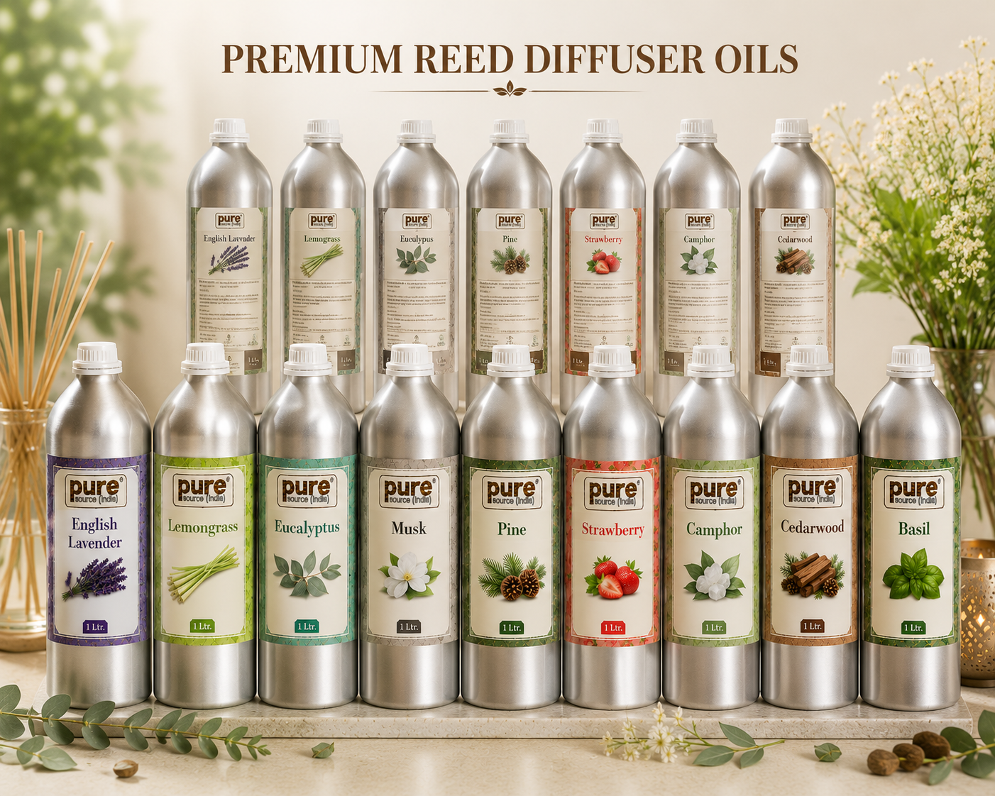 Pure Source (India) 1 Liter Reed Diffuser Oil for Home, Bedroom, Living Room & Office, Liquid