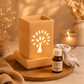 Pure Source India Ceramic Electric Aroma Oil Burner with Tree Cut-Out Design – 21 cm Decorative Fragrance Warmer (Black)