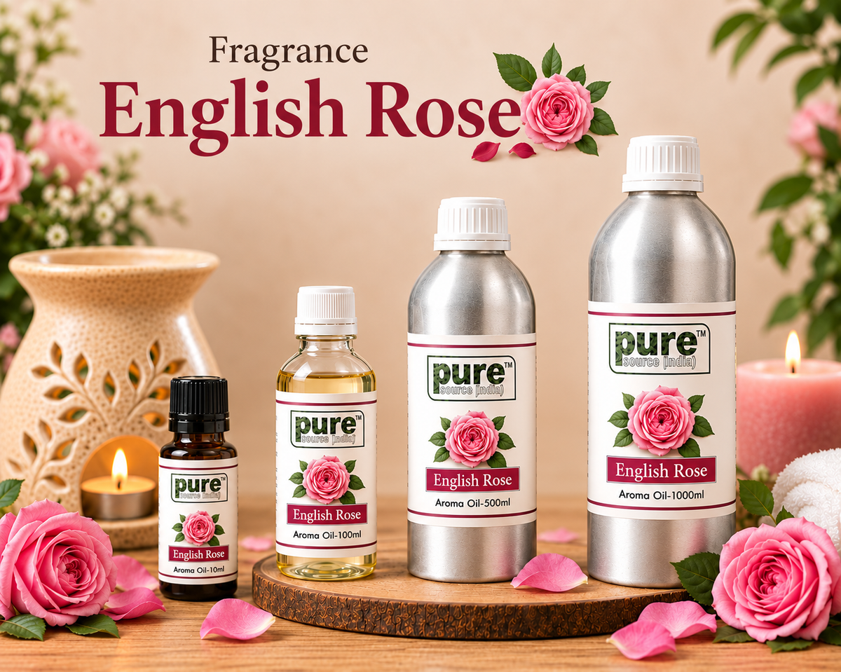 Pure Source India English Rose Aroma Oil | Premium Fragrance Oil for Diffuser, Aromatherapy, Meditation, Candles, Soap Making, Humidifier & Home Air Freshener