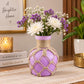 Pure Source India Decorative Purple Flower Vase with Macramé Rope Design | Tabletop Home Décor Vase for Living Room, Dining Table & Office
