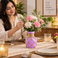 Pure Source India Decorative Purple Flower Vase with Macramé Rope Design | Tabletop Home Décor Vase for Living Room, Dining Table & Office