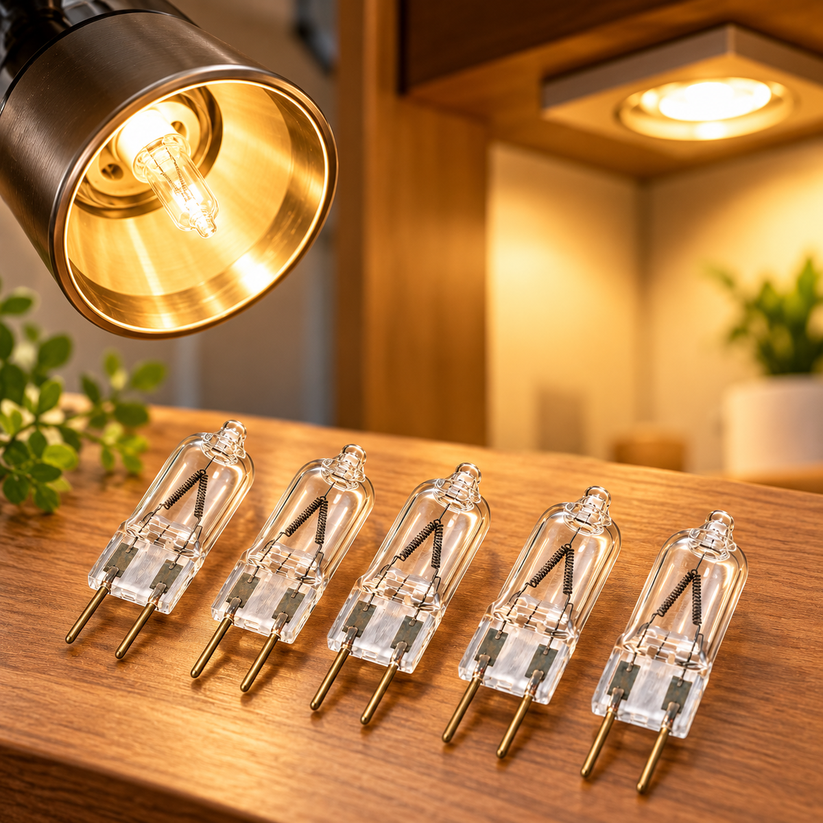 Pure Source India 3-in-1 2 Pin Mirchi Halogen Bulb – Capsule Halogen Lamp, Clear Glass, Pack of 5