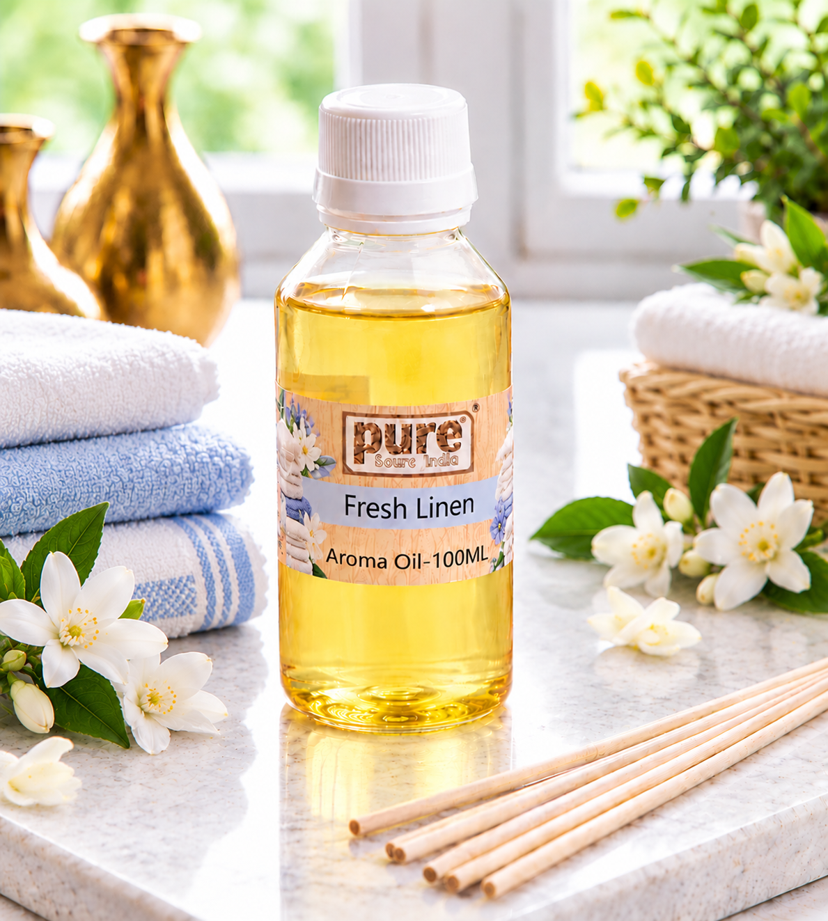 Pure Source India Fresh Linen Aroma Oil | Premium Fragrance Oil for Diffuser, Aromatherapy, Meditation, Candles, Soap Making, Humidifier & Home Air Freshener