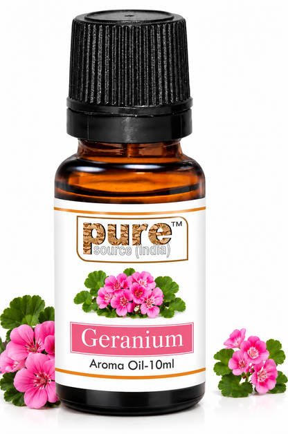 Pure Source India Geranium Aroma Oil | Premium Fragrance Oil for Diffuser, Aromatherapy, Meditation, Candles, Soap Making, Humidifier & Home Air Freshener