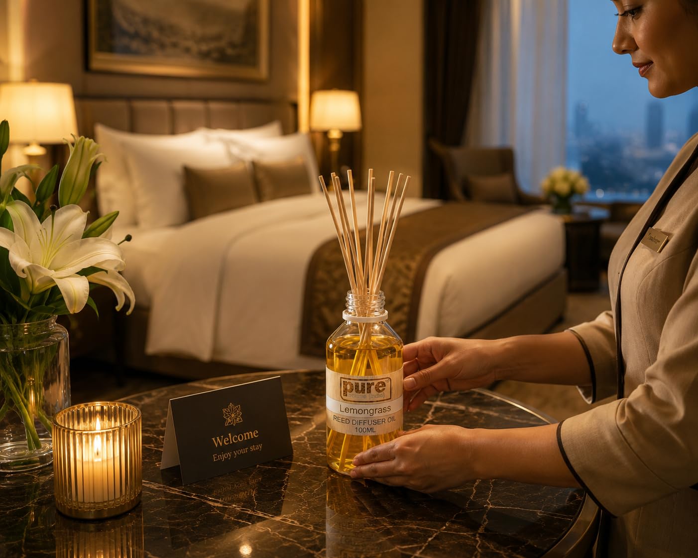 Pure Source India 100ML Lemongrass Aroma Reed Diffuser Refill , 8 Pcs Reed Stick Coming Free With This Reed Diffuser Oil