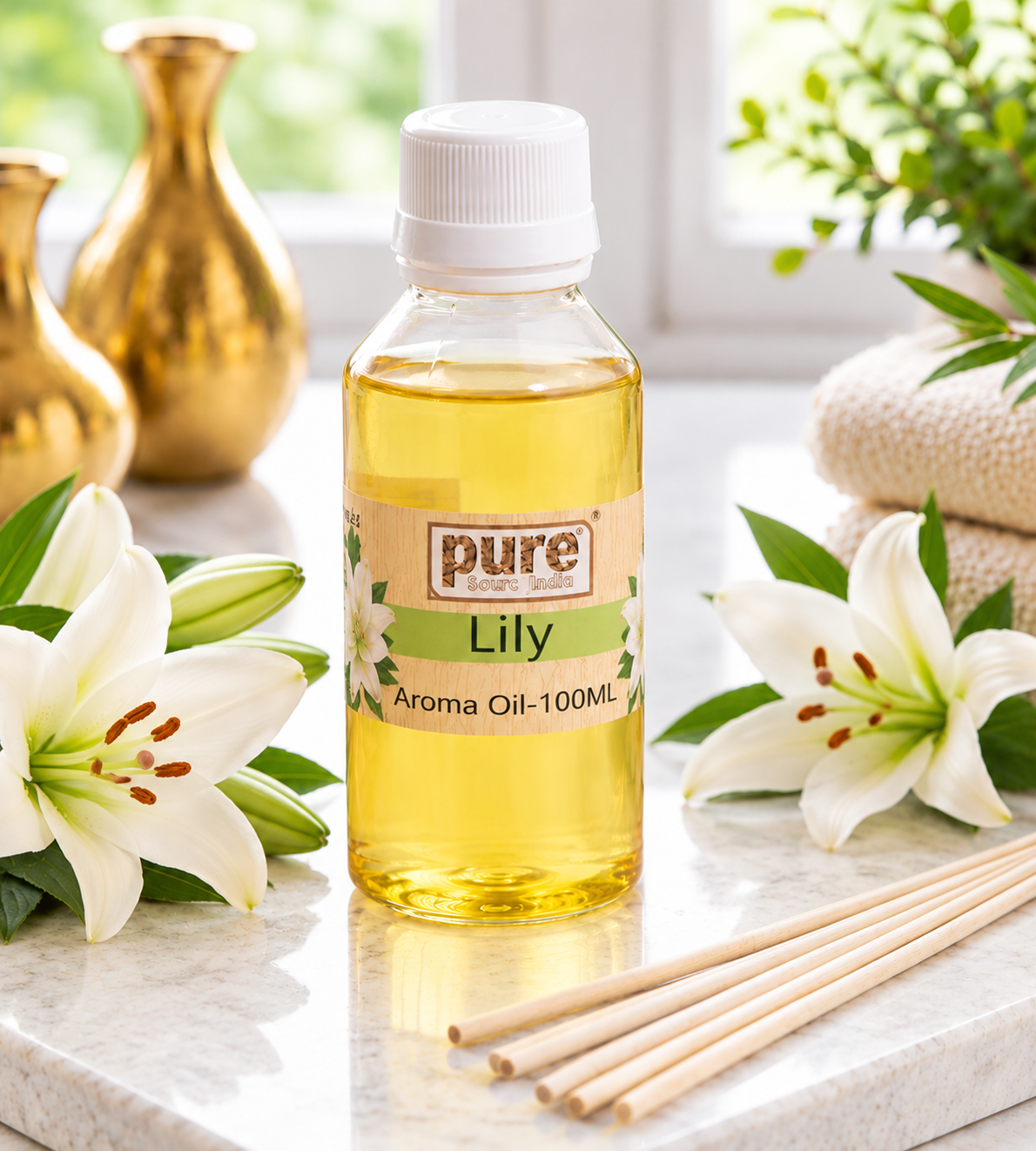 Pure Source India Lily Aroma Oil | Premium Fragrance Oil for Diffuser, Aromatherapy, Meditation, Candles, Soap Making, Humidifier & Home Air Freshener