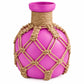 Pure Source India Decorative Pink Flower Vase with Macramé Rope Design | Tabletop Home Décor Vase for Living Room, Dining Table & Office