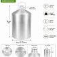 Aluminum Empty Bottle 25 Ltr. with Inner Lid & Cap – Ideal for Essential Oils, Oil Blends, Cosmetics and Liquid Storage