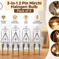 Pure Source India 3-in-1 2 Pin Mirchi Halogen Bulb – Capsule Halogen Lamp, Clear Glass, Pack of 5