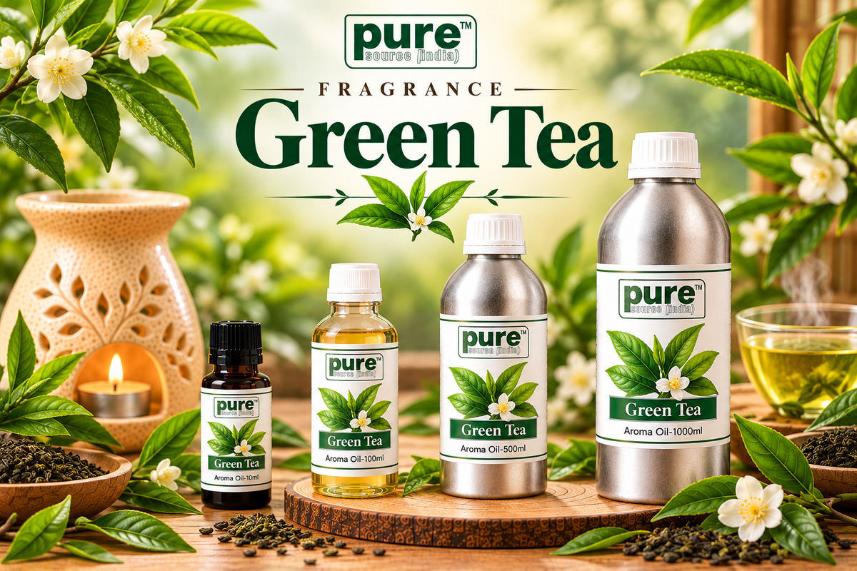 Pure Source India Green Tea Aroma Oil | Premium Fragrance Oil for Diffuser, Aromatherapy, Meditation, Candles, Soap Making, Humidifier & Home Air Freshener