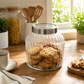Pure Source India 7.5 Litre Ribbed Glass Storage Jar with Stainless Steel Lid | Airtight Food Grade Glass Canister | Kitchen Pantry Container for Cookies, Cereals, Rice, Flour, Pasta, Dry Fruits & Snacks